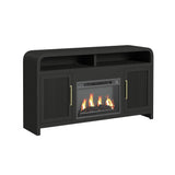 Ridgemont Complete 60" Fireplace Cabinet in Black with Grain - Single Pack - Tampa Furniture Outlet