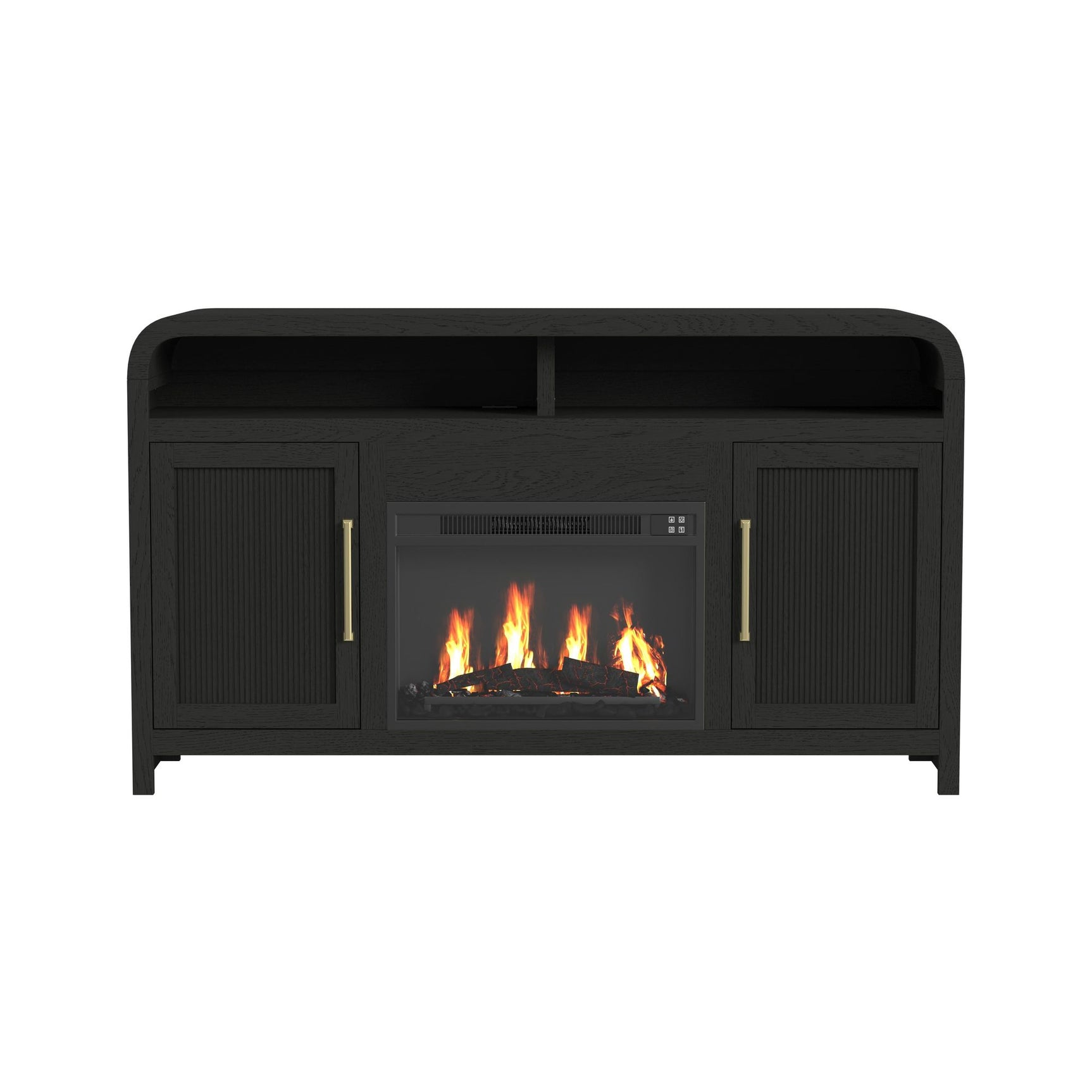Ridgemont Complete 60" Fireplace Cabinet in Black with Grain - Single Pack - Tampa Furniture Outlet