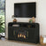 Ridgemont Complete 60" Fireplace Cabinet in Black with Grain - Single Pack – SKU LA-14440-8W-FP | Elements