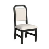Ridgemont Dining Side Chair with White Fabric in Black with Grain (2 Per Carton) - Tampa Furniture Outlet
