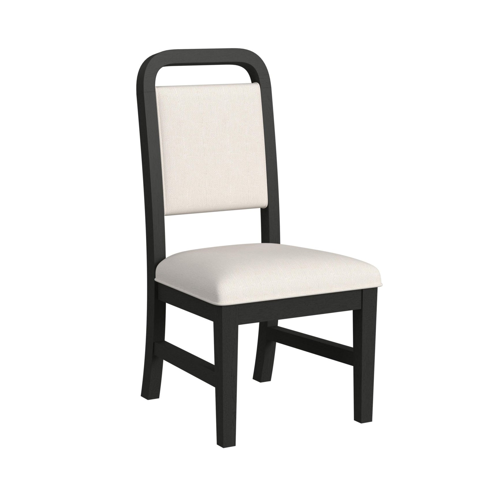 Ridgemont Dining Side Chair with White Fabric in Black with Grain (2 Per Carton) - Tampa Furniture Outlet
