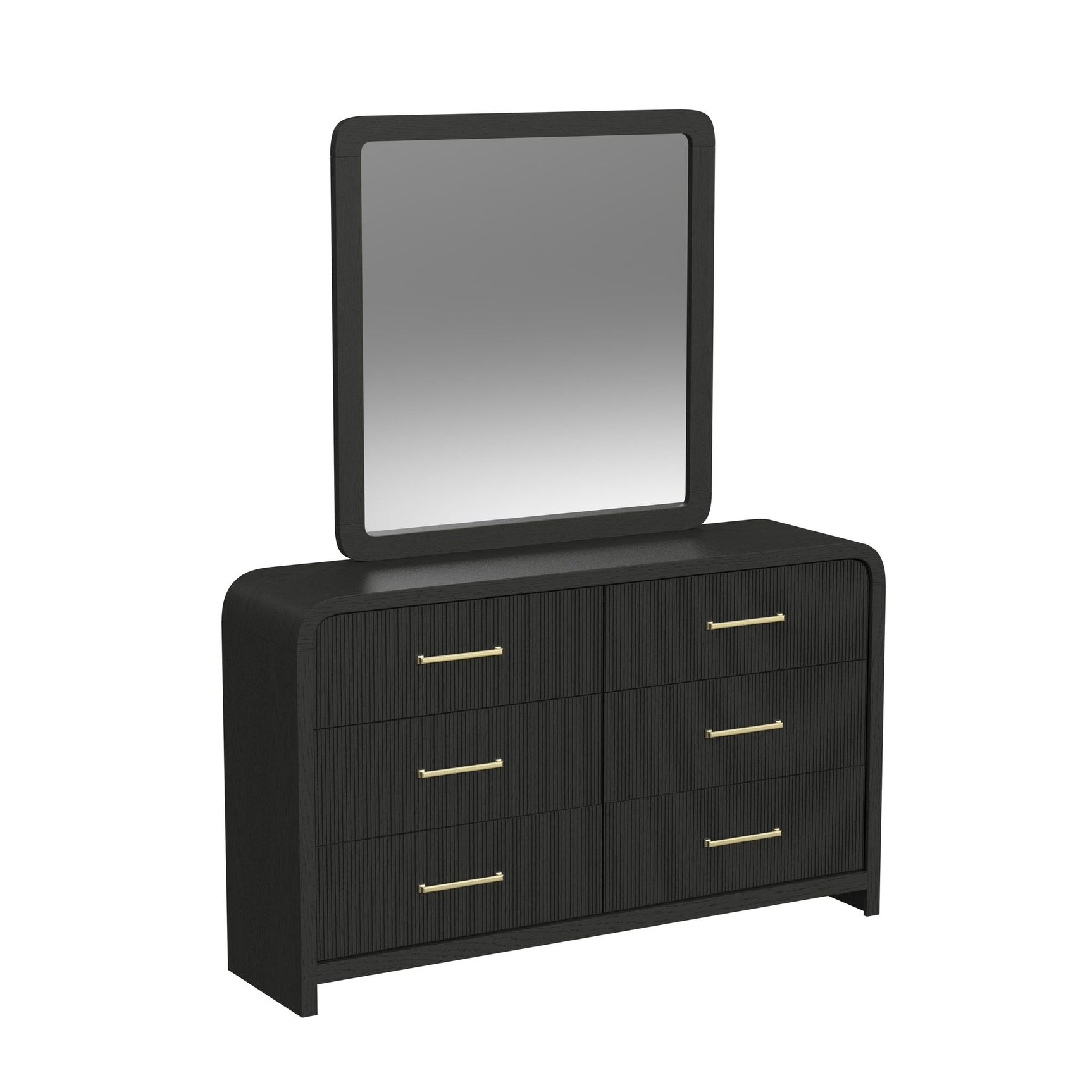 Ridgemont Dresser and Mirror Set in Black with Grain - Tampa Furniture Outlet