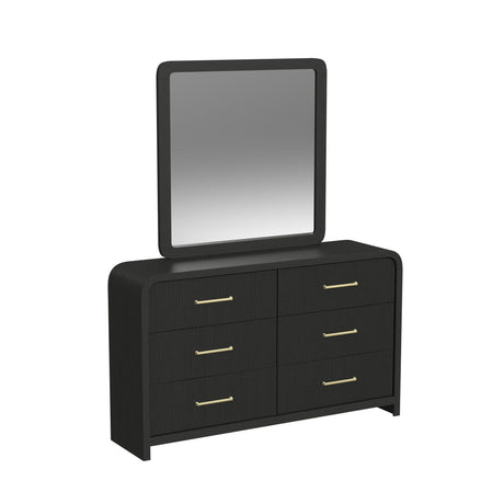 Ridgemont Dresser and Mirror Set in Black with Grain