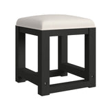 Ridgemont Dressing Stool with White Fabric in Black with Grain - Tampa Furniture Outlet