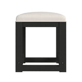 Ridgemont Dressing Stool with White Fabric in Black with Grain - Tampa Furniture Outlet