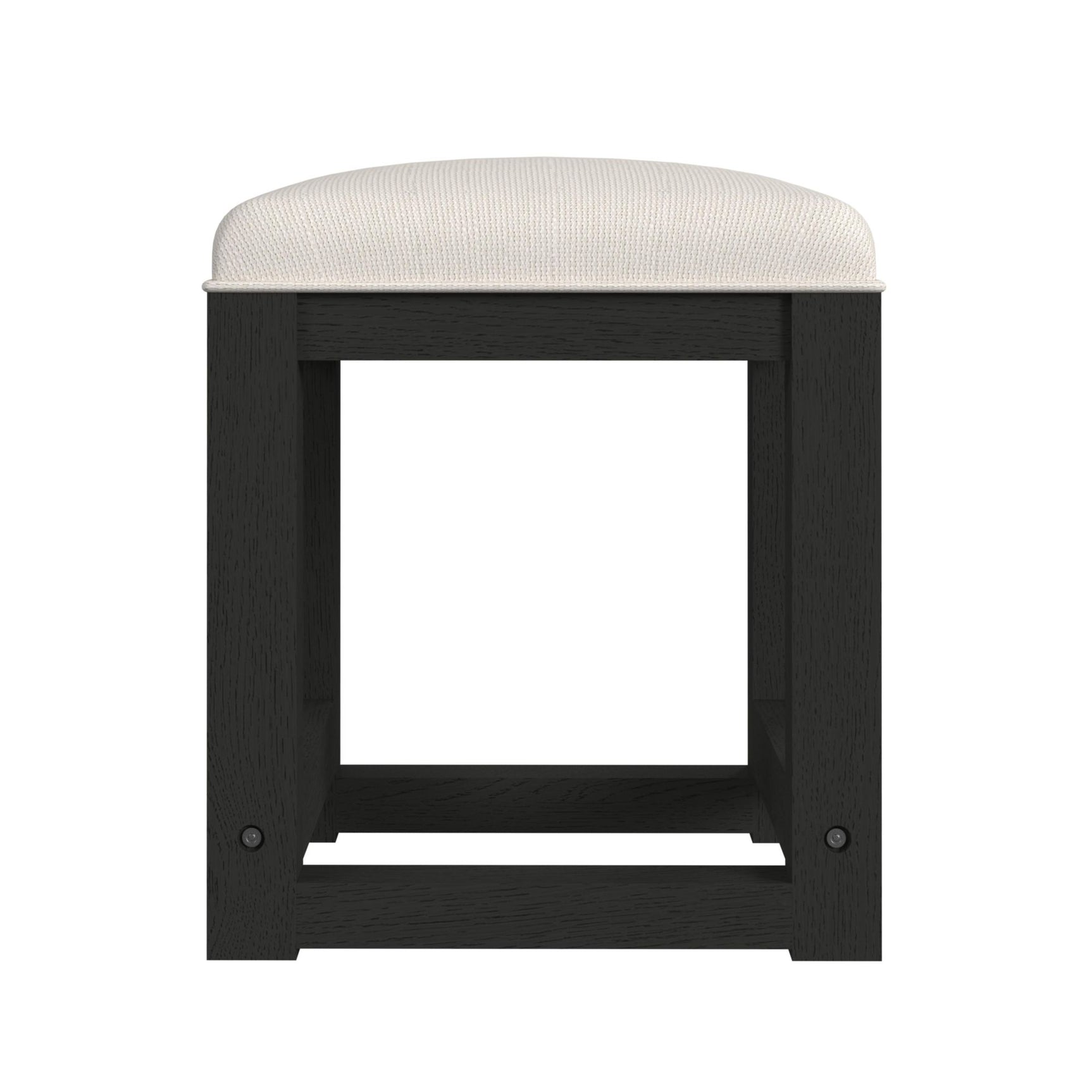 Ridgemont Dressing Stool with White Fabric in Black with Grain - Tampa Furniture Outlet