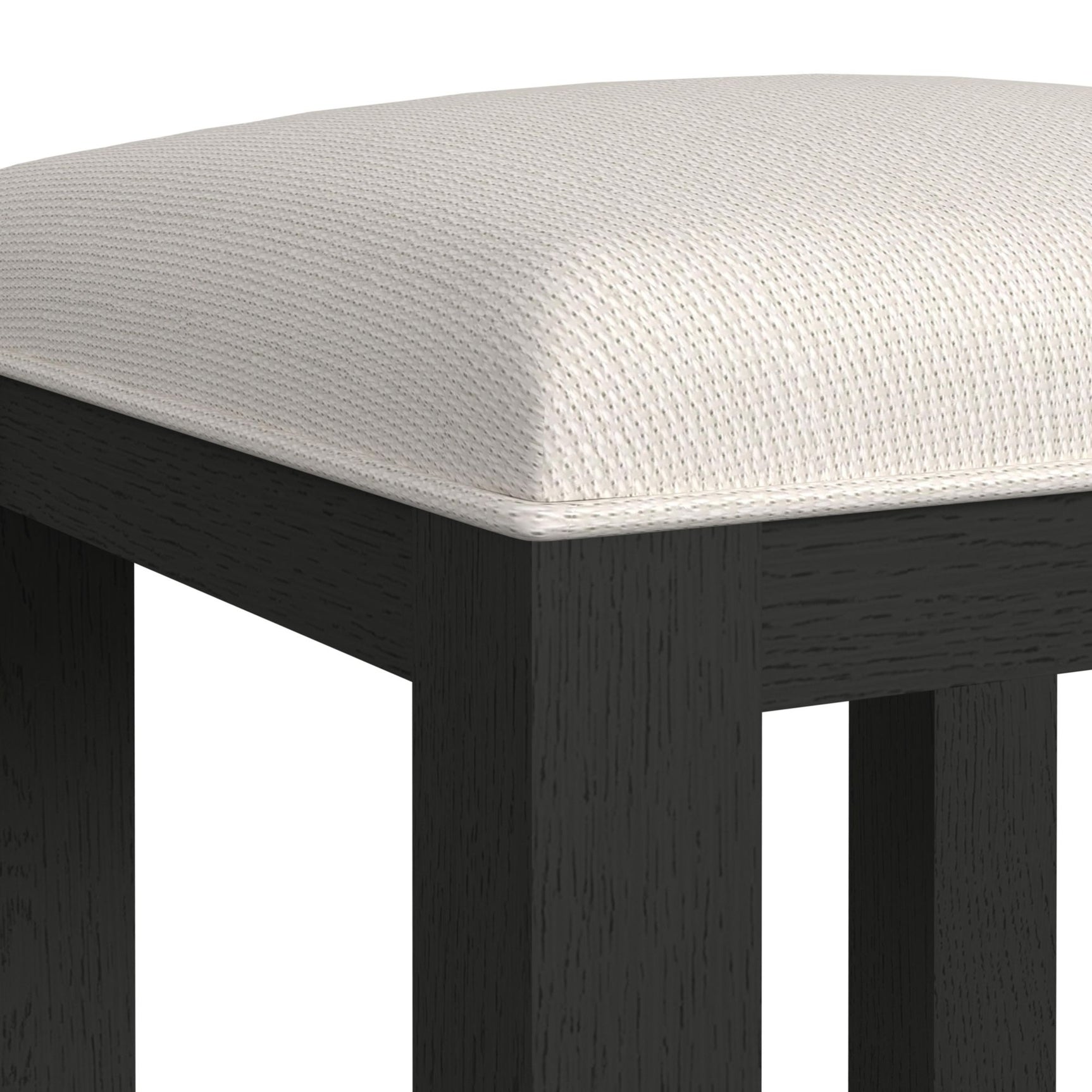 Ridgemont Dressing Stool with White Fabric in Black with Grain - Tampa Furniture Outlet