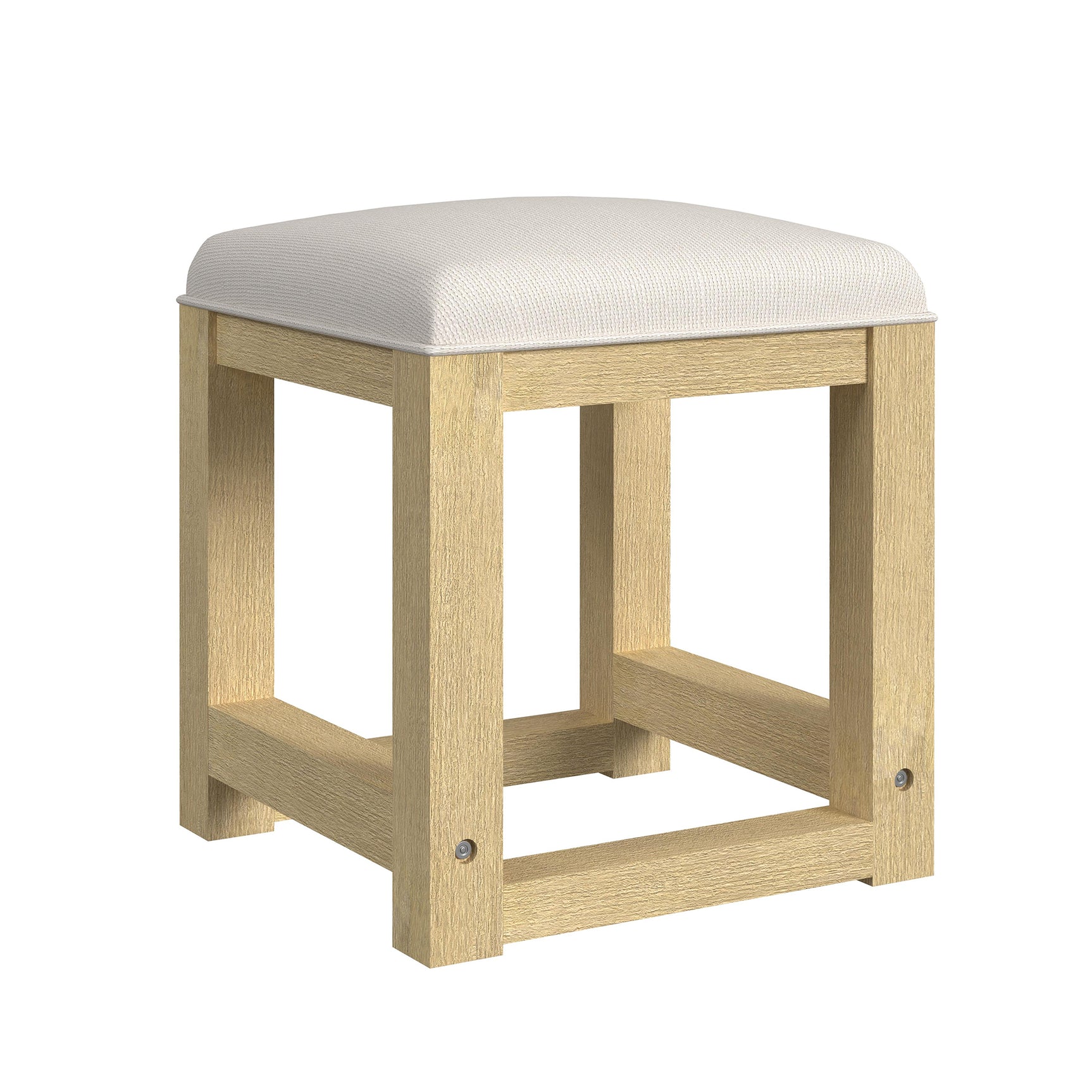 Ridgemont Dressing Stool with White Fabric in Natural - Tampa Furniture Outlet