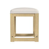 Ridgemont Dressing Stool with White Fabric in Natural - Tampa Furniture Outlet