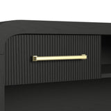 Ridgemont Dressing Table and Mirror in Black with Grain - Tampa Furniture Outlet