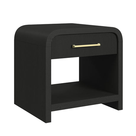 Ridgemont End Table with USB in Black with Grain
