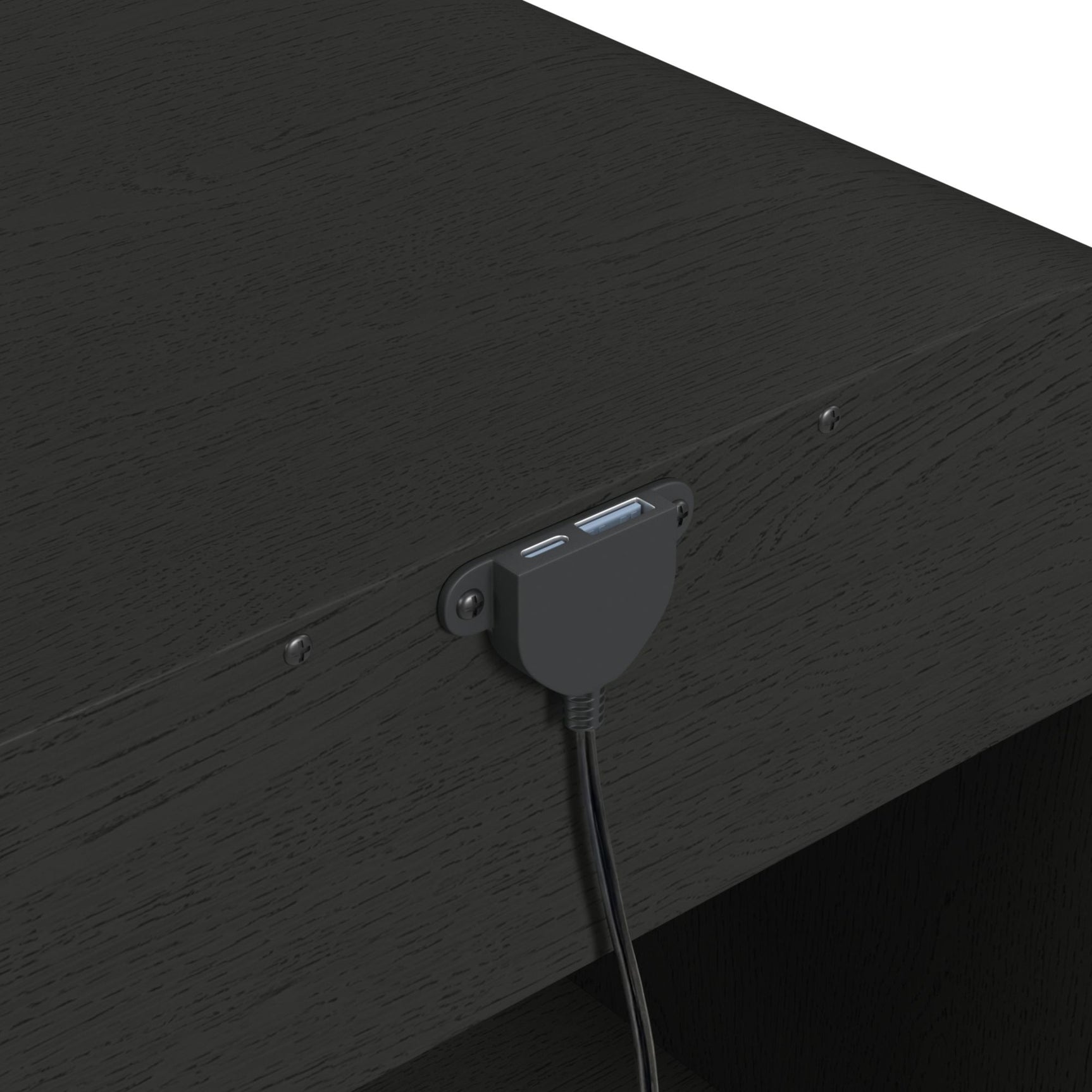 Ridgemont End Table with USB in Black with Grain - Tampa Furniture Outlet