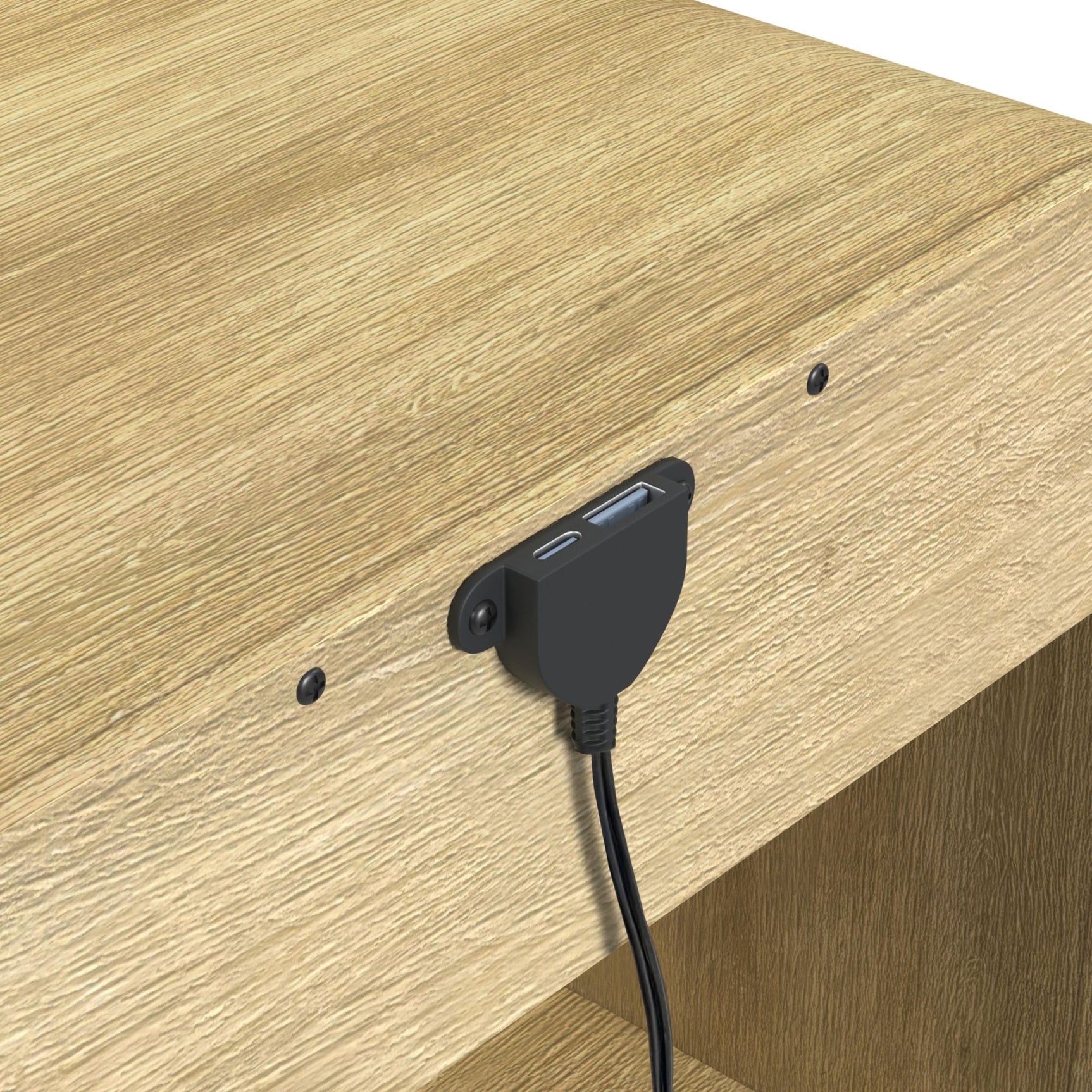 Ridgemont End Table with USB in Natural - Tampa Furniture Outlet