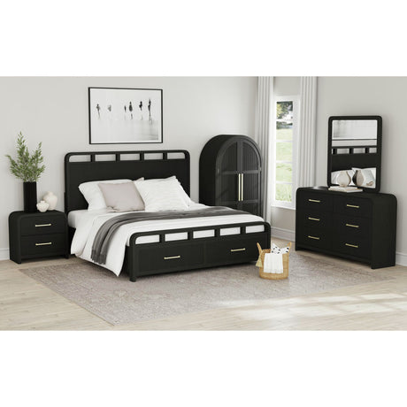 Ridgemont Large Bookcase in Black with Grain - Tampa Furniture Outlet