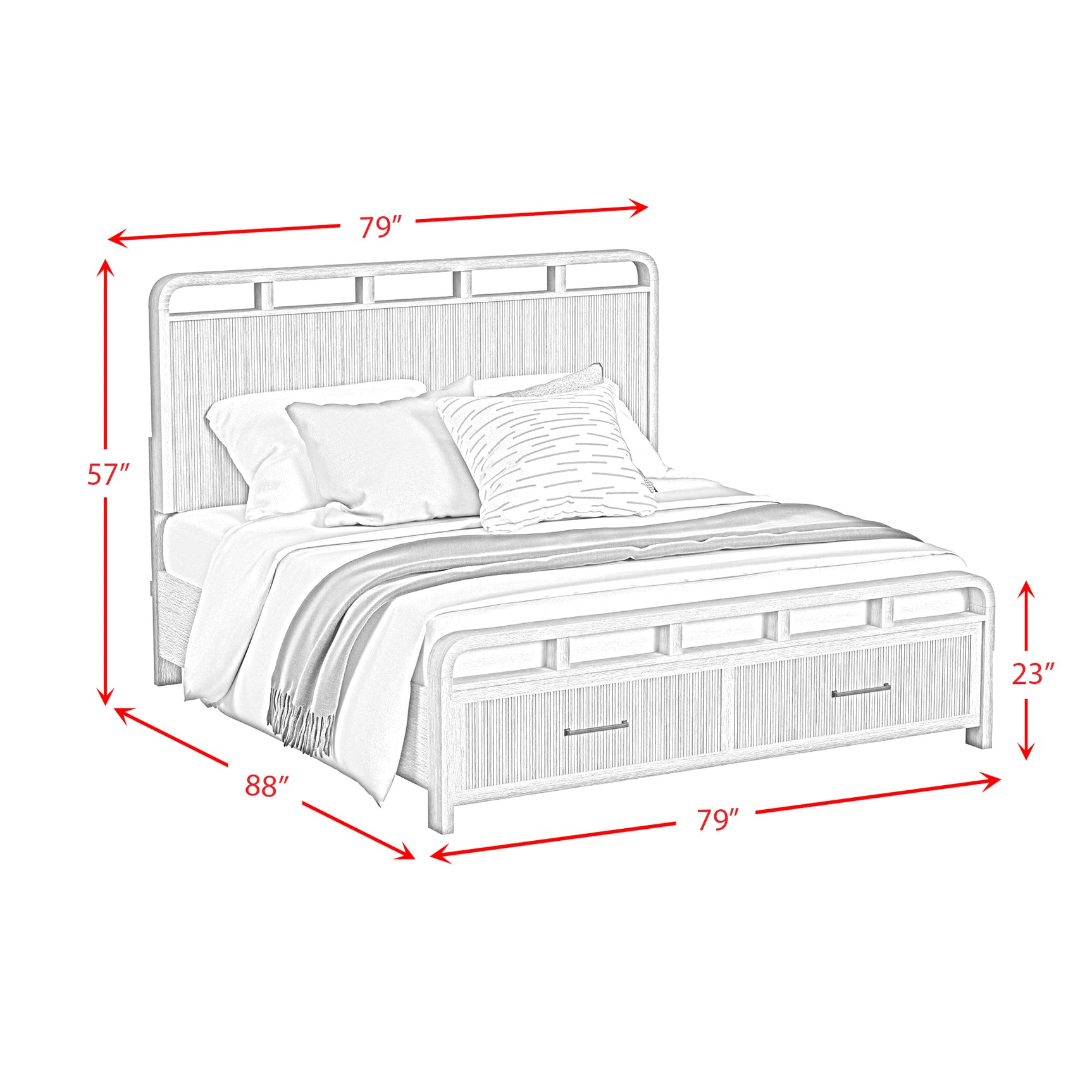 Ridgemont King Storage Bed in Black with Grain
