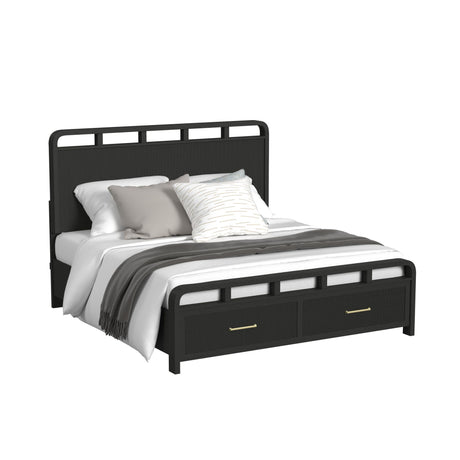 Ridgemont King Storage Bed in Black with Grain