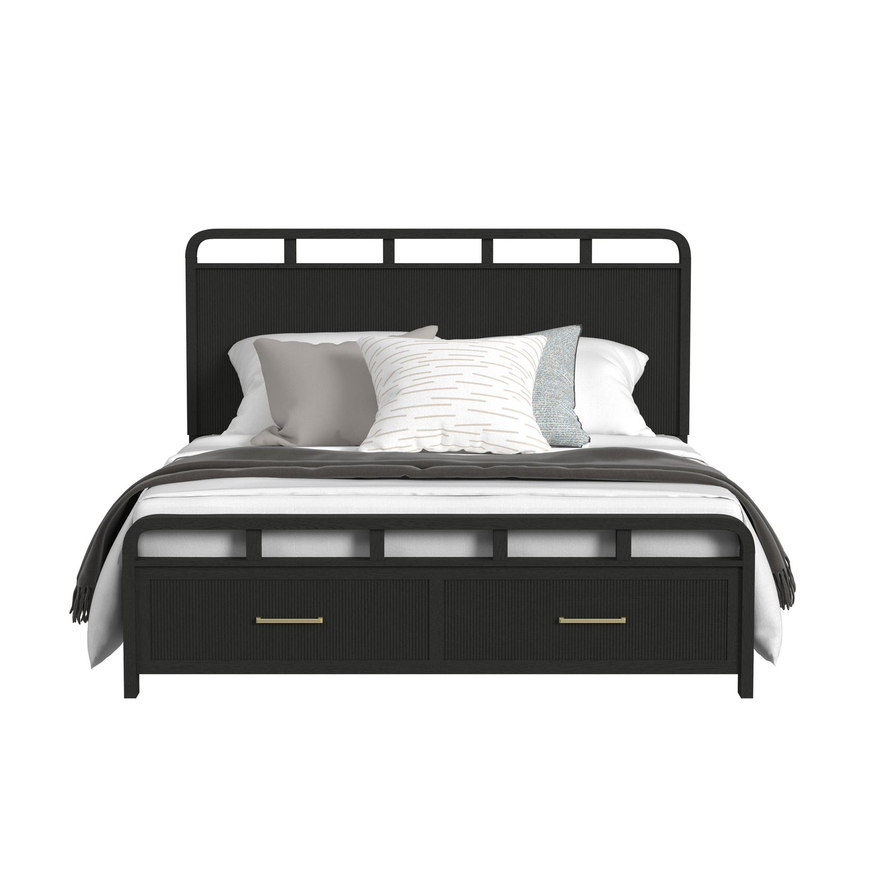 Ridgemont King Storage Bed in Black with Grain - Tampa Furniture Outlet