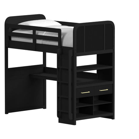 Ridgemont Loft Complete Bunk Bed in Black with Grain
