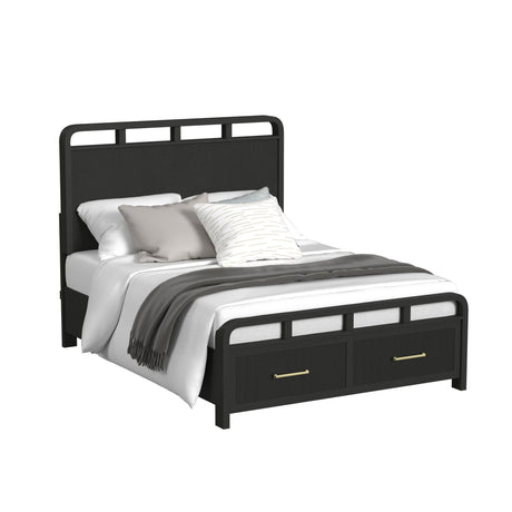 Ridgemont Queen Storage Bed in Black with Grain