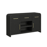 Ridgemont Server in Black with Grain - Tampa Furniture Outlet