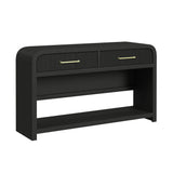 Ridgemont Sofa Table with Bottom Shelf in Black with Grain - Tampa Furniture Outlet