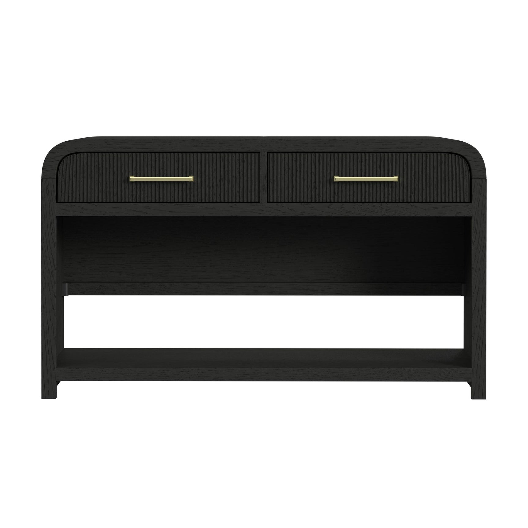 Ridgemont Sofa Table with Bottom Shelf in Black with Grain - Tampa Furniture Outlet
