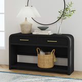 Ridgemont Sofa Table with Bottom Shelf in Black with Grain – SKU T-14440-8W-ST | Elements