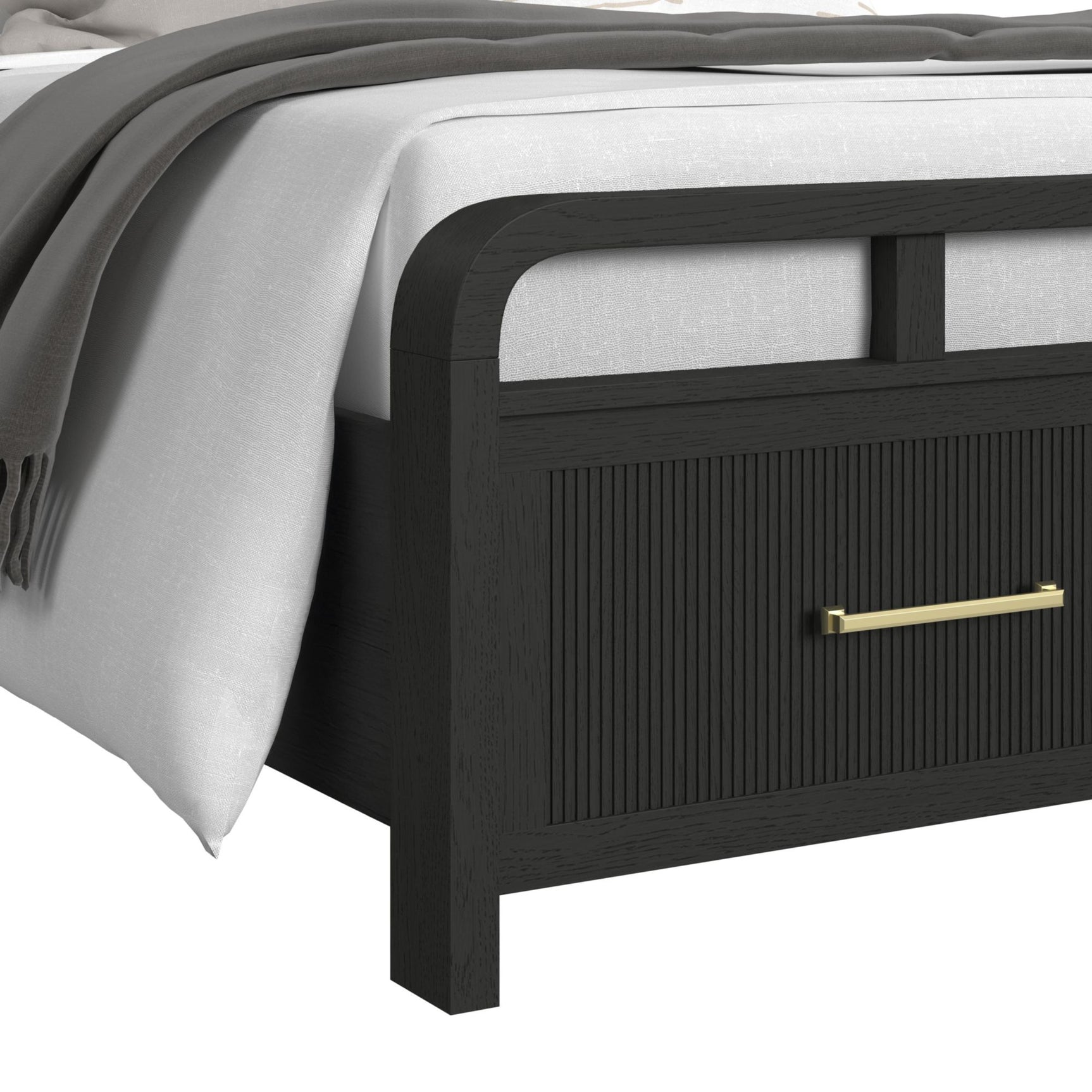 Ridgemont King Storage Bed in Black with Grain