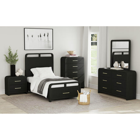 Ridgemont 5-Drawer Chest in Black with Grain – SKU B-14440-8W-CH | Elements