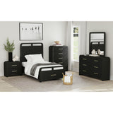 Ridgemont 2-Drawer Nightstand with USB in Black with Grain - Tampa Furniture Outlet
