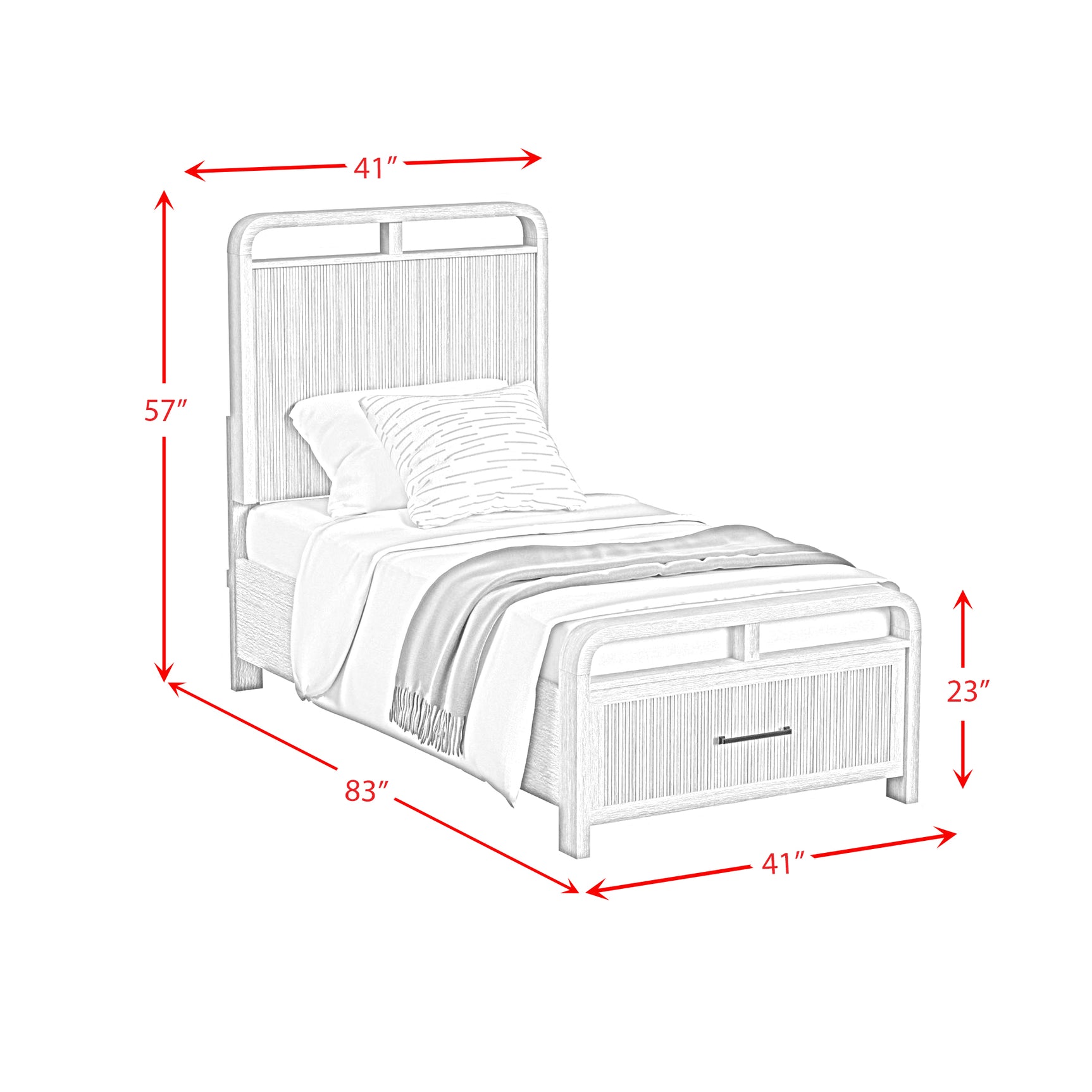 Ridgemont Twin Storage Bed in Black with Grain