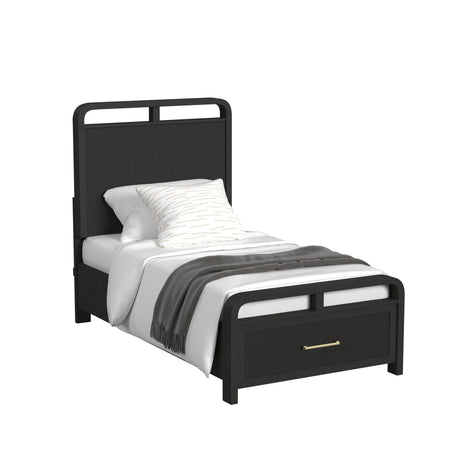 Ridgemont Twin Storage Bed in Black with Grain - Tampa Furniture Outlet