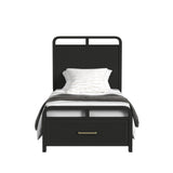 Ridgemont Twin Storage Bed in Black with Grain - Tampa Furniture Outlet