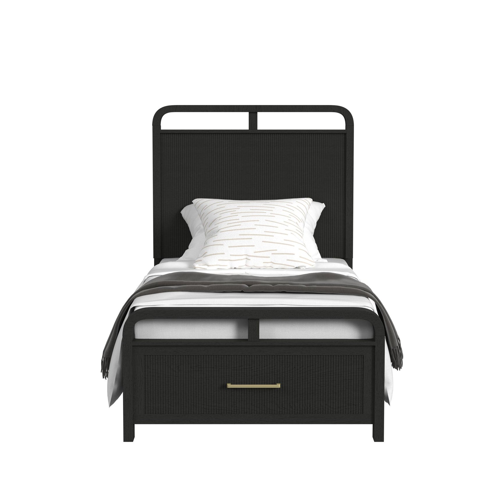 Ridgemont Twin Storage Bed in Black with Grain - Tampa Furniture Outlet