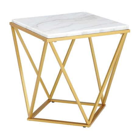Riko Square End Table W/Gold Metal Leg - Tampa Furniture Outlet