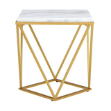 Riko Square End Table W/Gold Metal Leg - Tampa Furniture Outlet