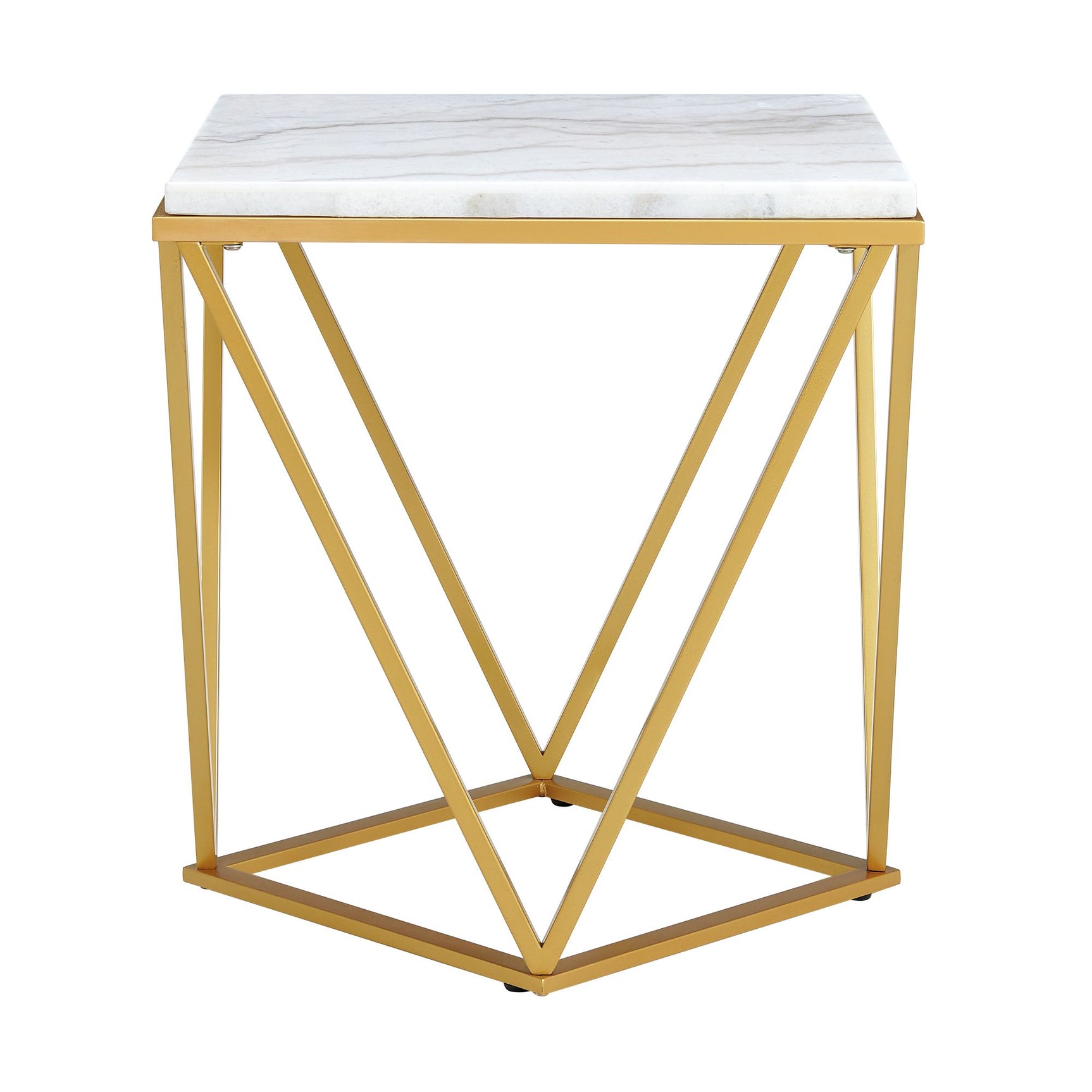 Riko Square End Table W/Gold Metal Leg - Tampa Furniture Outlet