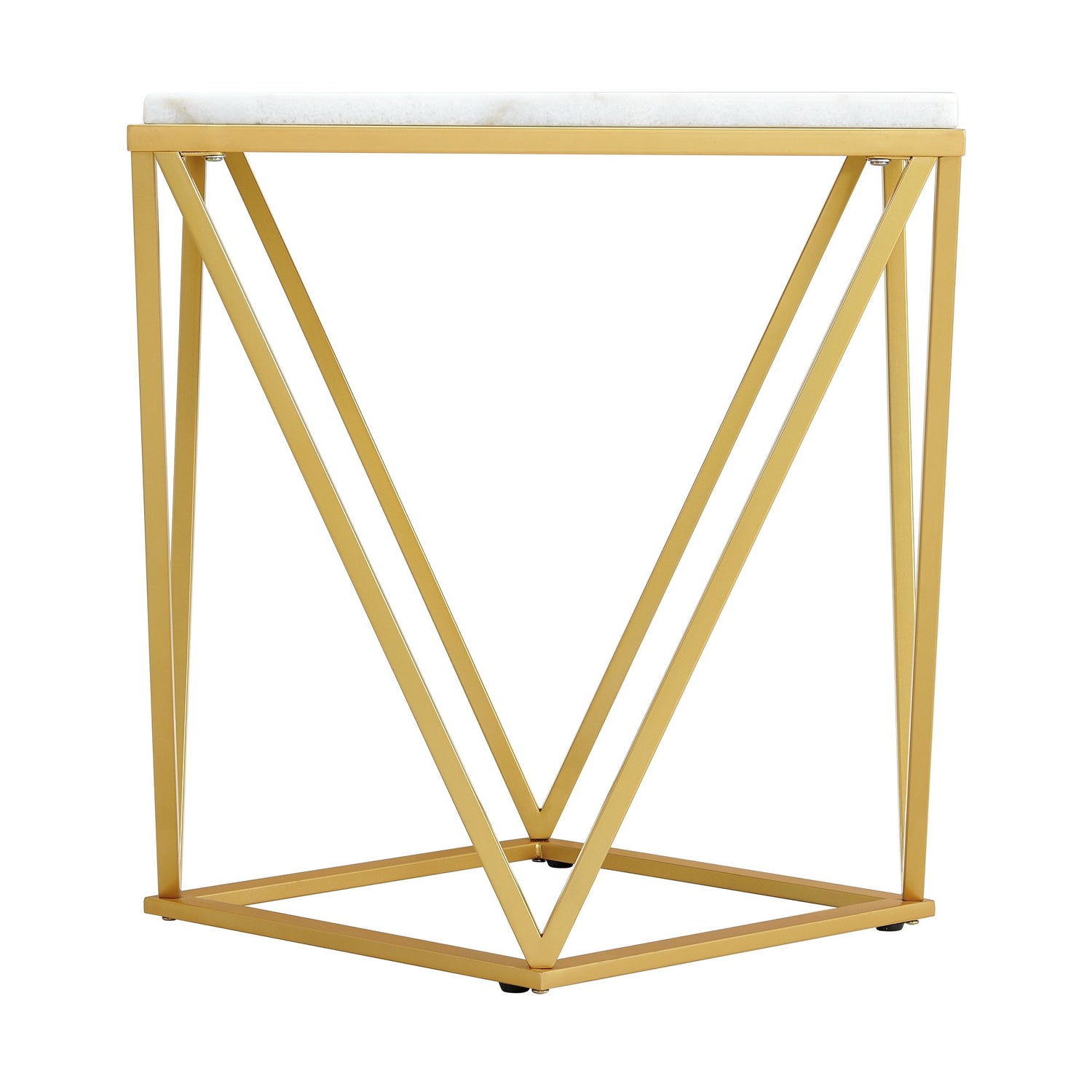 Riko Square End Table W/Gold Metal Leg - Tampa Furniture Outlet