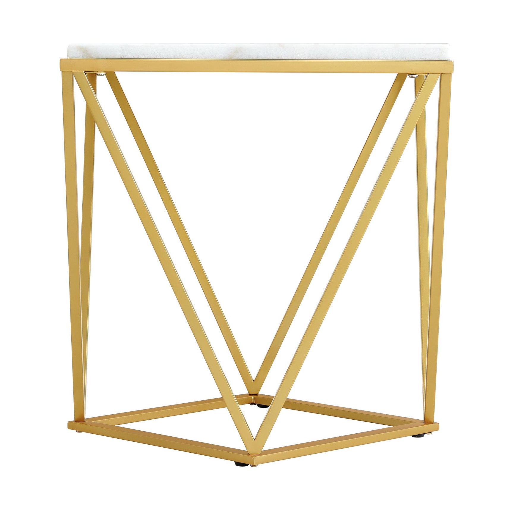 Riko Square End Table W/Gold Metal Leg - Tampa Furniture Outlet