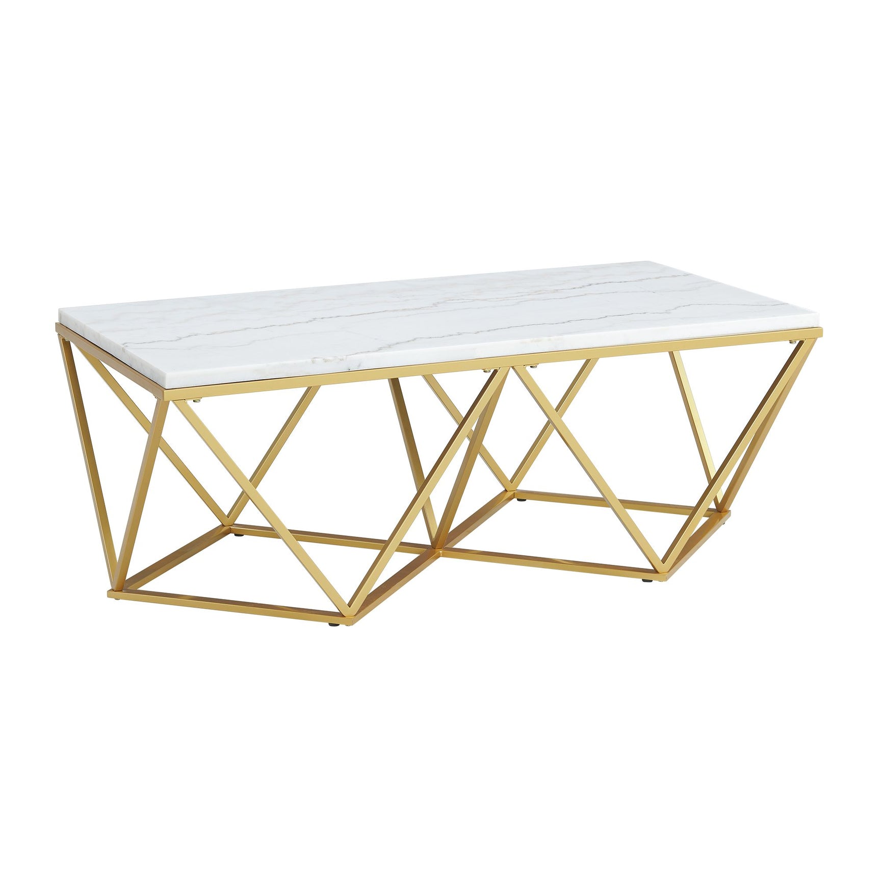 Riko Rectangular Coffee Table W/Gold Metal Leg - Tampa Furniture Outlet