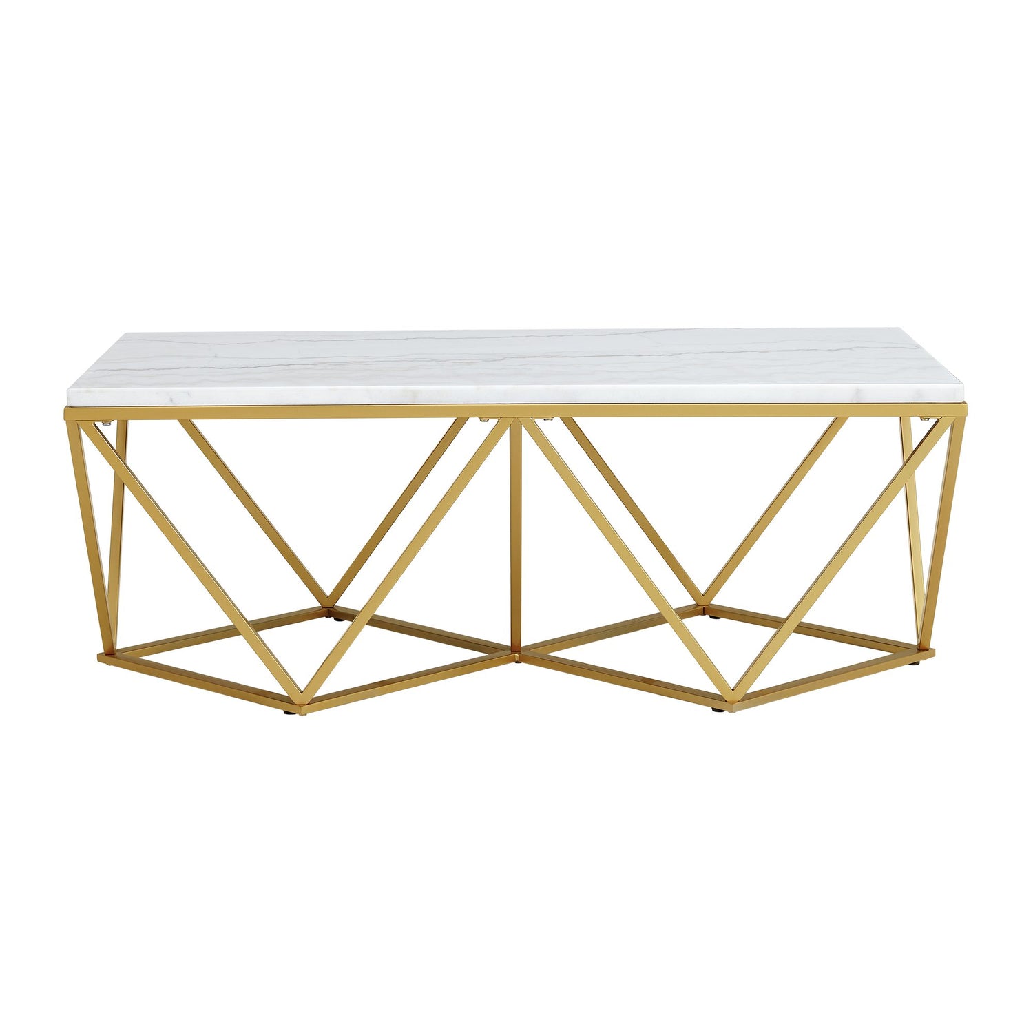 Riko Rectangular Coffee Table W/Gold Metal Leg - Tampa Furniture Outlet