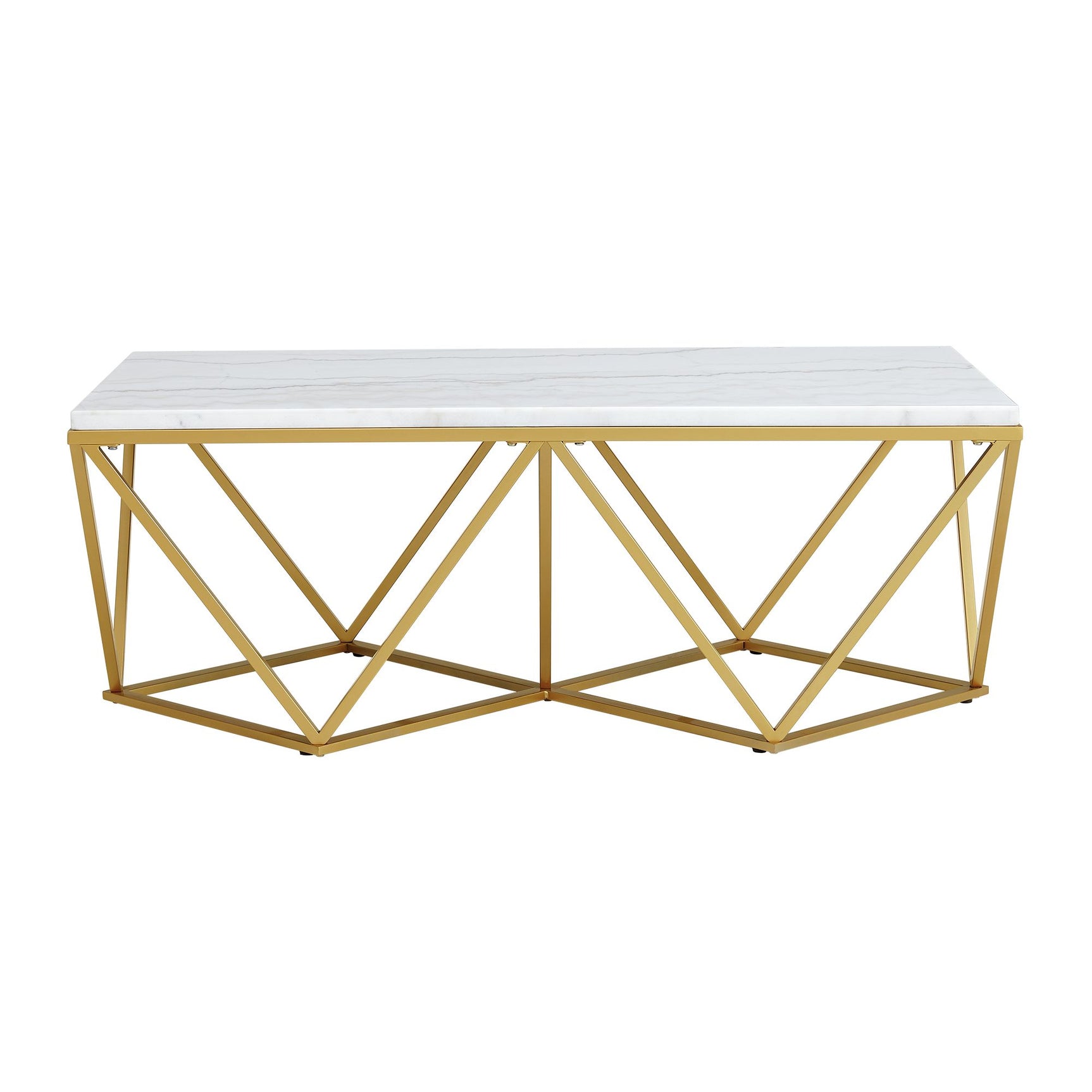 Riko Rectangular Coffee Table W/Gold Metal Leg - Tampa Furniture Outlet