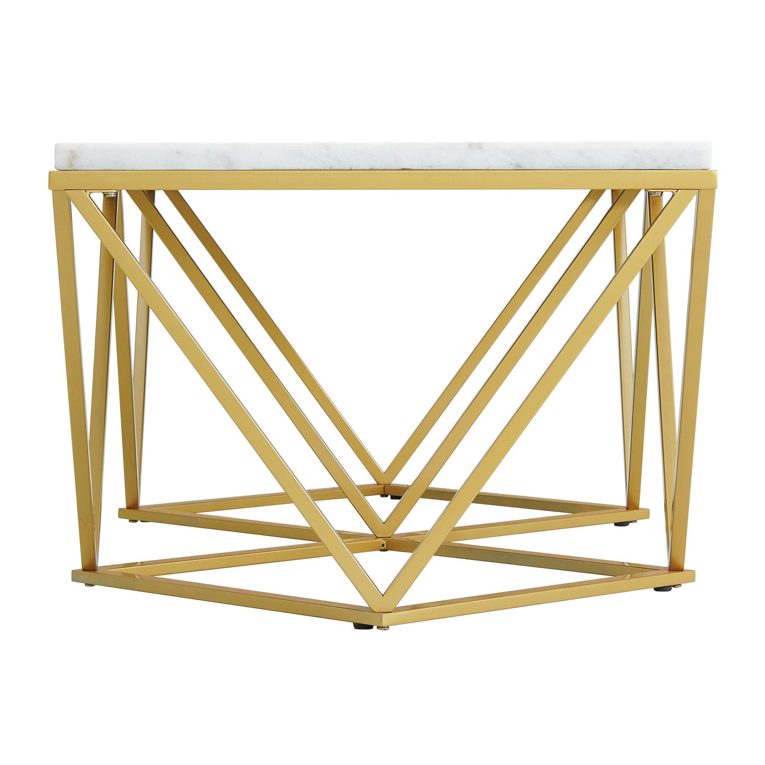Riko Rectangular Coffee Table W/Gold Metal Leg - Tampa Furniture Outlet