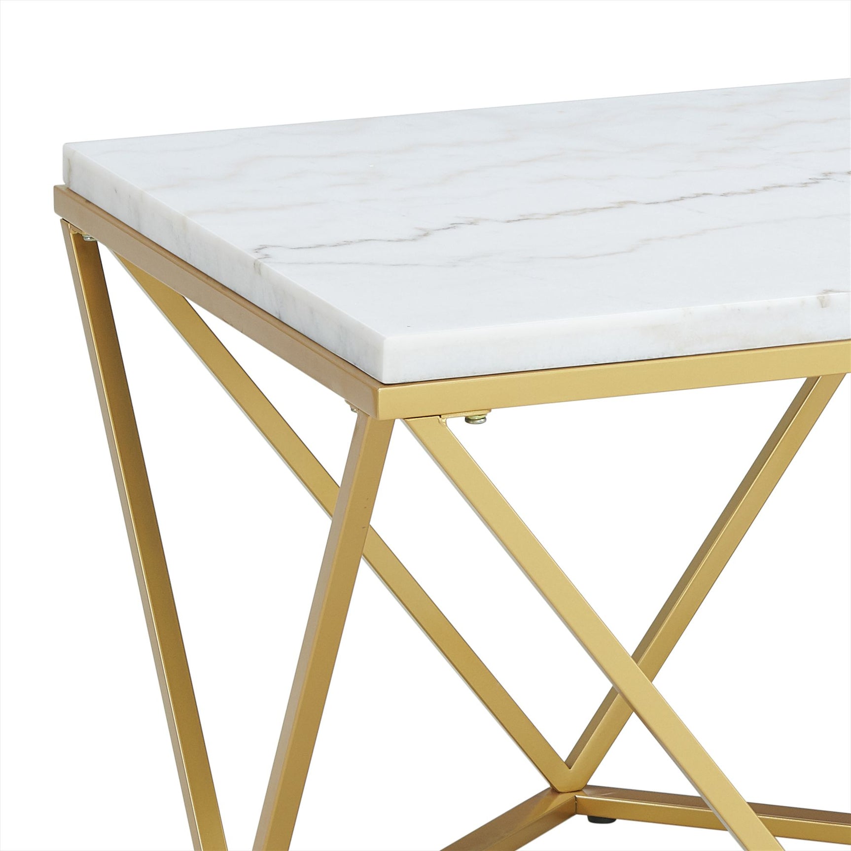 Riko Rectangular Coffee Table W/Gold Metal Leg - Tampa Furniture Outlet