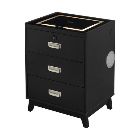 Rio Nightstand with Electronic Features in Black - Tampa Furniture Outlet