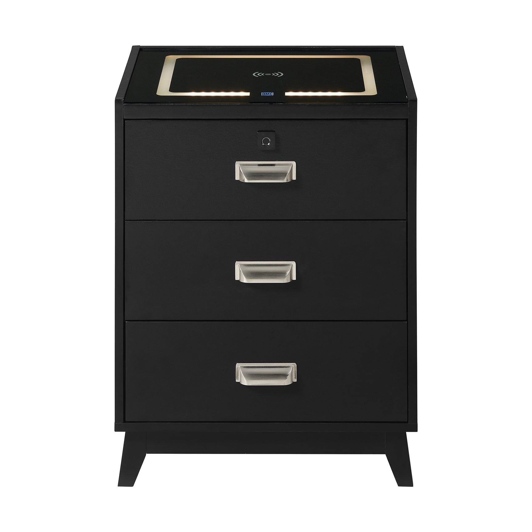 Rio Nightstand with Electronic Features in Black - Tampa Furniture Outlet