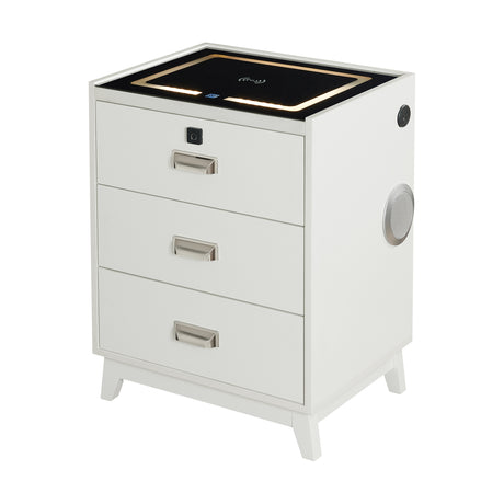 Rio Nightstand with Electronic Features in White - Tampa Furniture Outlet