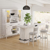 Rogen Rustic Swivel Bar Stool with Grey Fabric in Rustic White (2 Per Carton) - Tampa Furniture Outlet