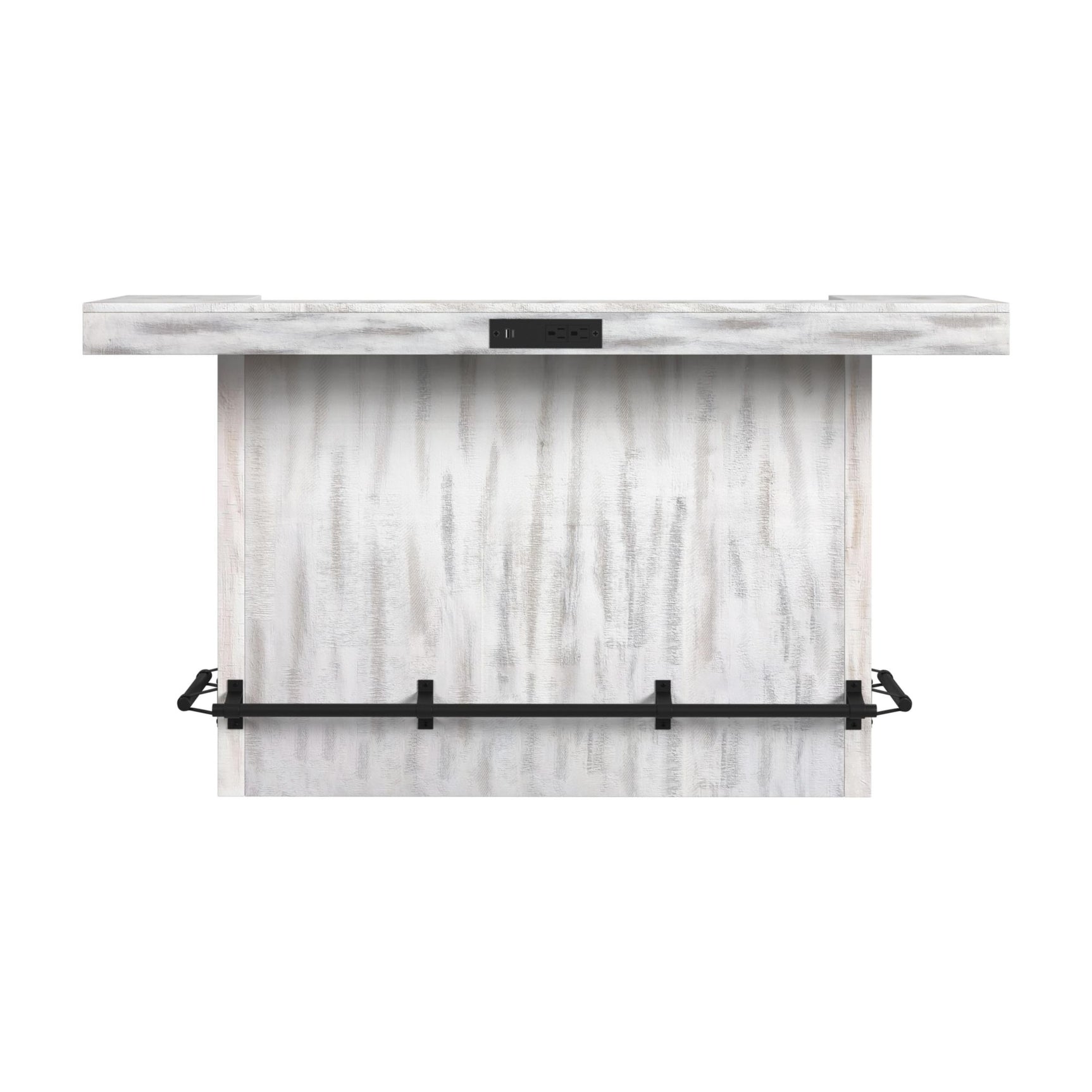 Rogen Rustic Bar Table with Ice Tray, USB and Power in Rustic White - Tampa Furniture Outlet