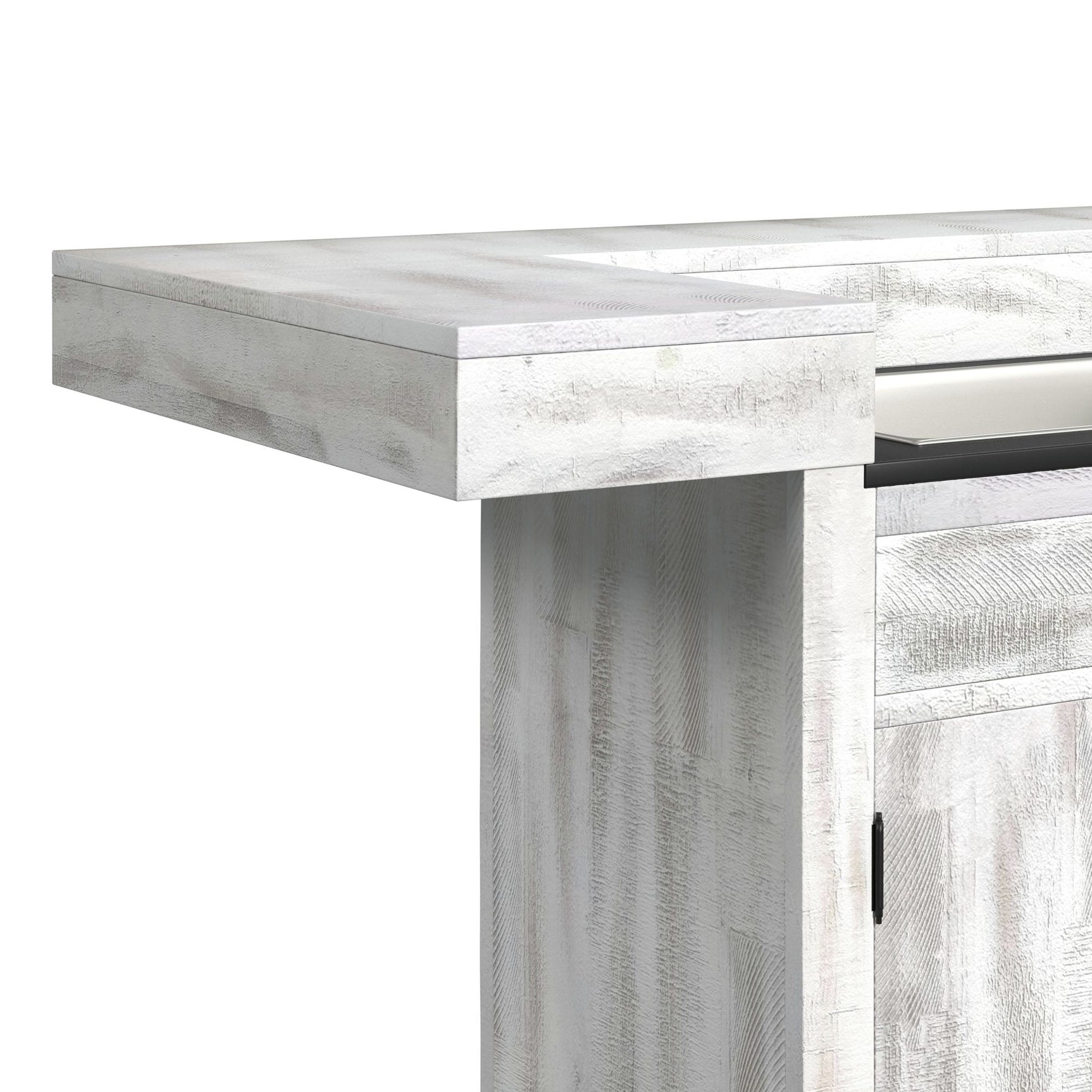Rogen Rustic Bar Table with Ice Tray, USB and Power in Rustic White - Tampa Furniture Outlet